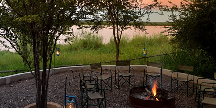 Campfire at sunset