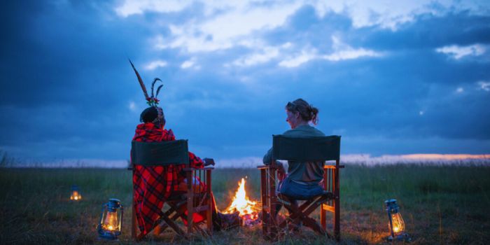 Relaxing by the campfire