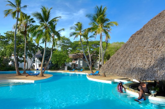 Large pool with bar