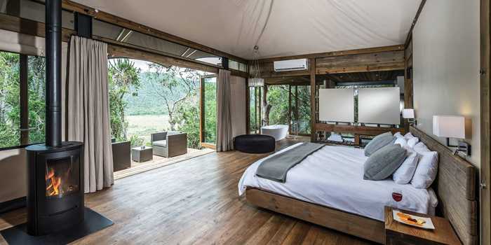 Tented suite interior