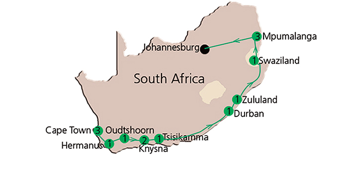 Map with number of nights Map with number of nights