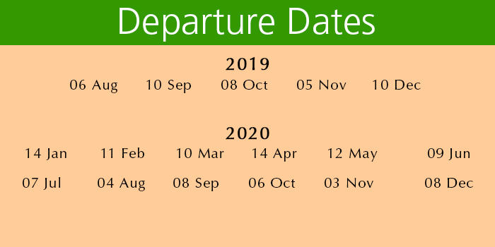 Departure dates Departure dates