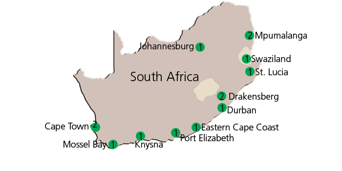 Map with number of nights Map with number of nights