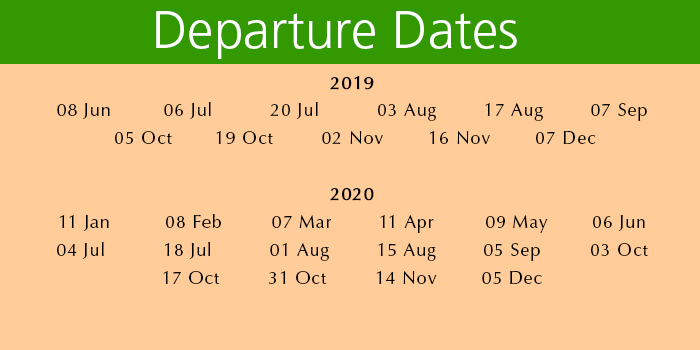 Departure Dates Departure Dates