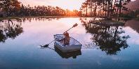 Paddling at sunset