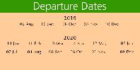 Departure dates Departure dates