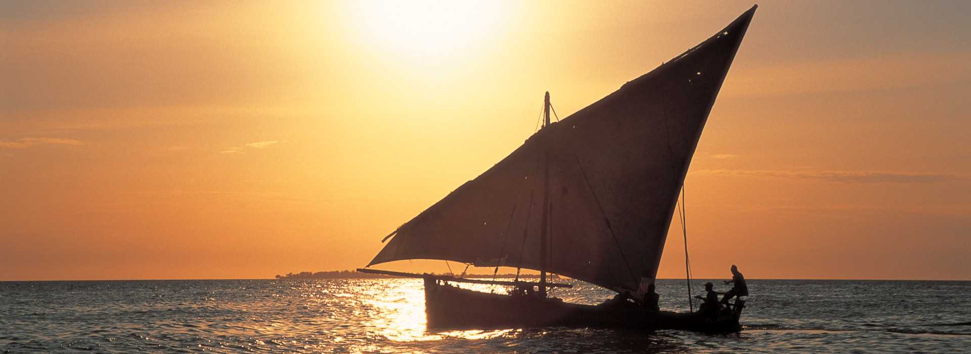 Dhow at sunset in Zanzibar