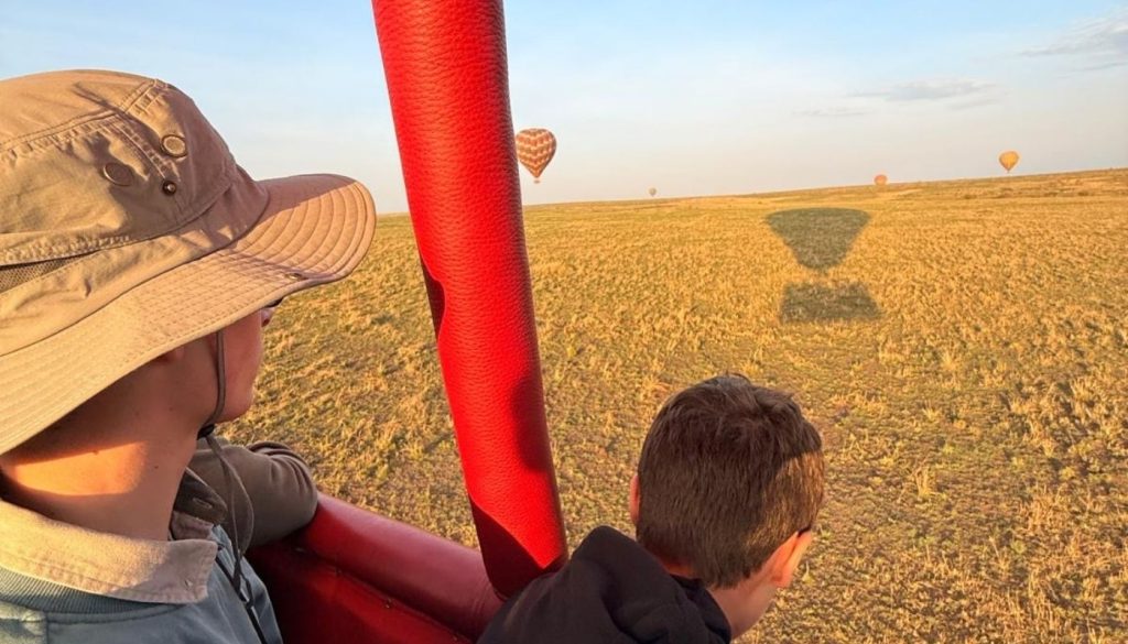 Hot air ballooning over the Masai Mara as part of a Family safari holiday in Kenya in August of 2026.